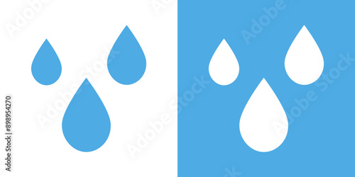 water drops icon Flat set in black and white color outline vector