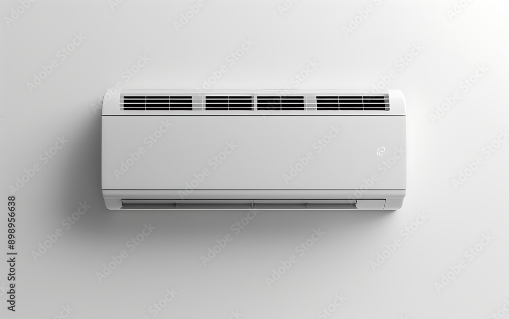 Air conditioner on a white wall. 3d render illustration. Air conditioner on a white wall. 3d render illustration.