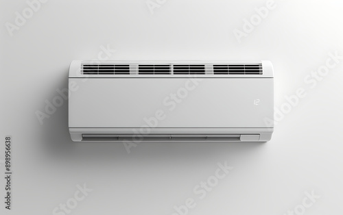 Air conditioner on a white wall. 3d render illustration.