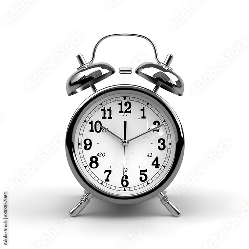 Alarm clock isolated on white background. 3D rendering.