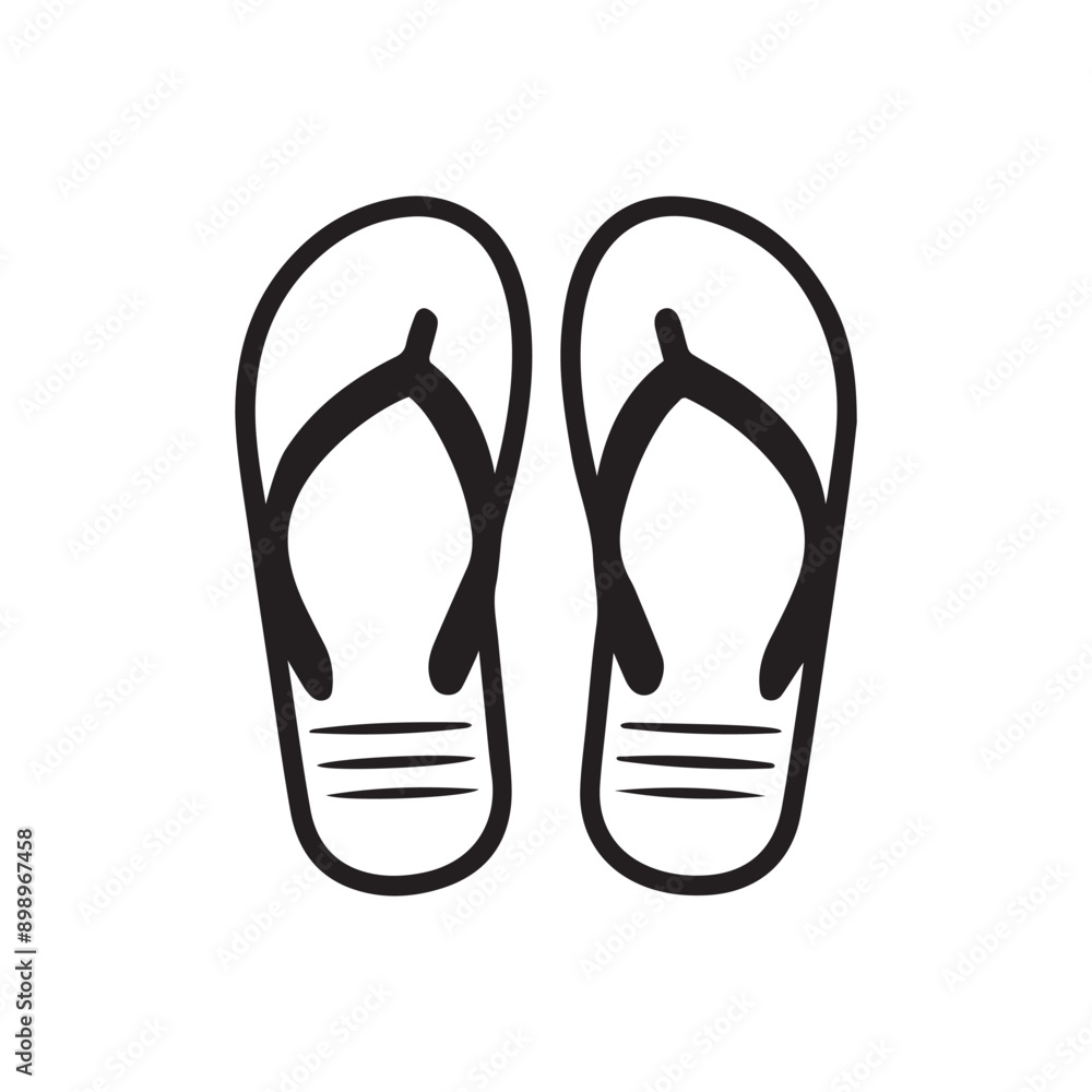Flip Flops black outline icon lifestyle nature sun foot sea fashion design. Flip Flops black outline icon lifestyle nature sun foot sea fashion design.