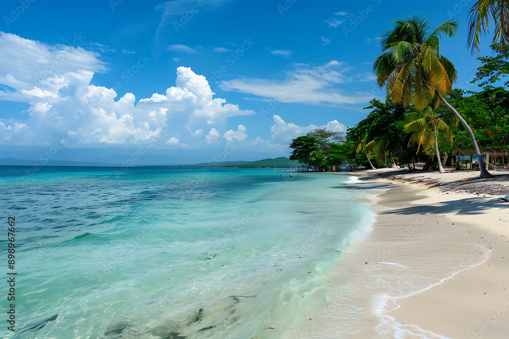 Beautiful tropical beach with coconut palm tree at Seychelles Beautiful tropical beach with coconut palm tree at Seychelles