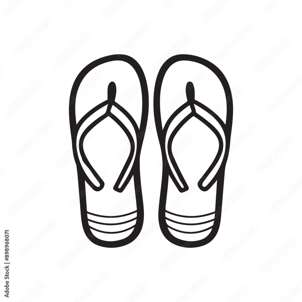 Flip Flops black outline icon lifestyle nature sun foot sea fashion design. Flip Flops black outline icon lifestyle nature sun foot sea fashion design.