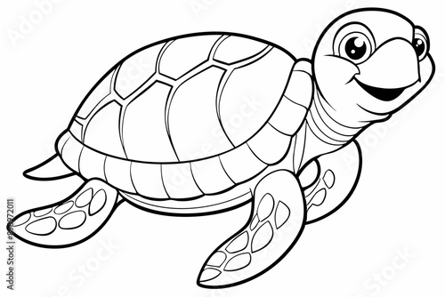 Funny Sea Turtle Vector Illustration, Cartoons, Clipart, and Line Art Design, Funny sea turtle vector, cartoon, clipart, and line art design on white background.