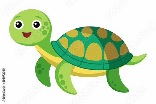 Funny Sea Turtle Vector Illustration, Cartoons, Clipart, and Line Art Design, Funny sea turtle vector, cartoon, clipart, and line art design on white background.