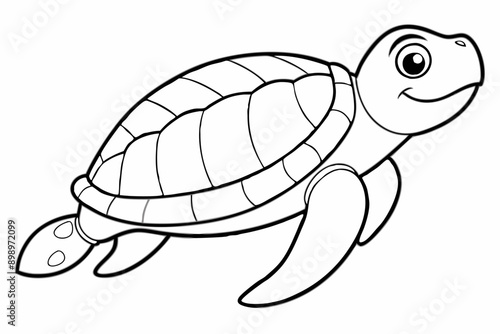 Funny Sea Turtle Vector Illustration, Cartoons, Clipart, and Line Art Design, Funny sea turtle vector, cartoon, clipart, and line art design on white background.