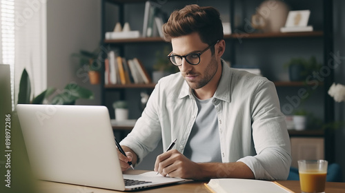 Psychologist Conducting Online Sessions Handsome Youth