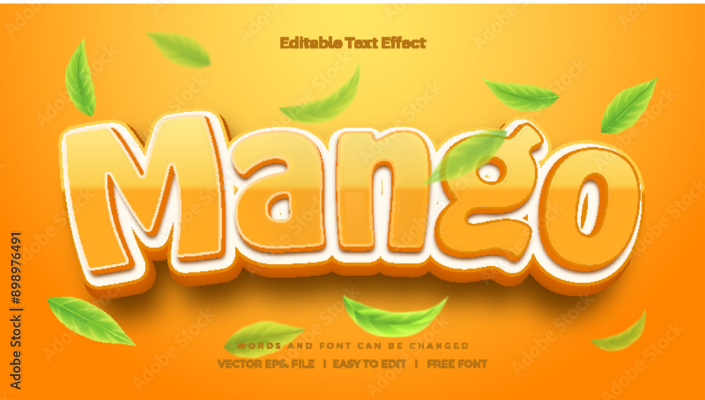 Fototapeta premium Mango text style - 3d text effect style.