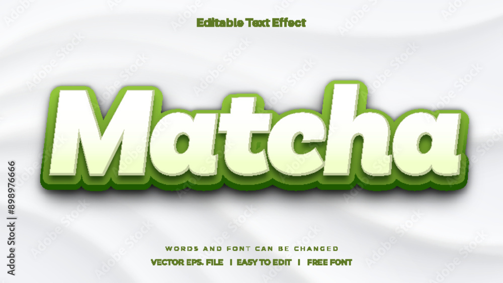 Matcha Text.pdf Matcha text effect - 3d text effect style. Stock Vector | Adobe Stock