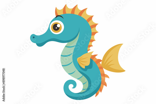 Funny Seahorse Vector Illustration on White Background Cartoons, Clipart, Line Art Design, Funny seahorse vector art on white background, ideal for cartoons, clipart, and line art designs