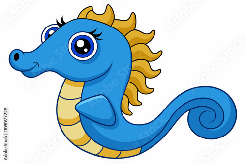 Funny Seahorse Vector Illustration on White Background Cartoons, Clipart, Line Art Design, Funny seahorse vector art on white background, ideal for cartoons, clipart, and line art designs photo