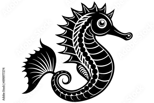 Wallpaper Mural Funny Seahorse Vector Illustration on White Background Cartoons, Clipart, Line Art Design, Funny seahorse vector art on white background, ideal for cartoons, clipart, and line art designs Torontodigital.ca