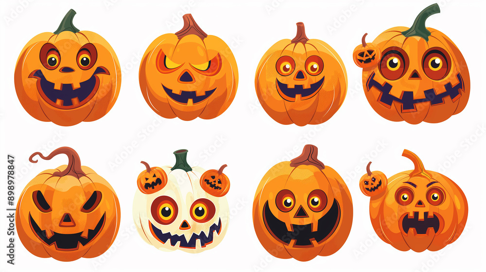 Halloween pumpkin icons Set for festive decorations. Halloween pumpkin icons Set for festive decorations.