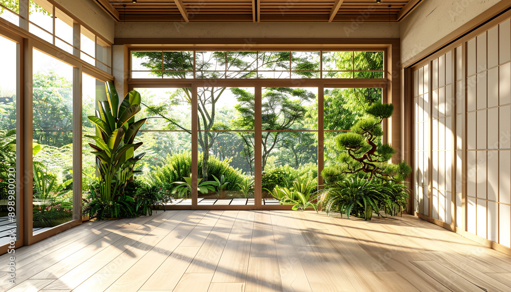 Contemporary Japan bedroom zen garden view Contemporary Japan bedroom zen garden view