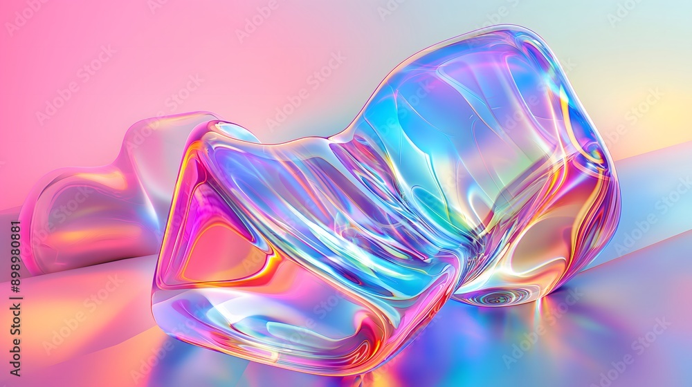 27. **Design a 3D abstract glass shape with high-gloss highlights and smooth surfaces, against a colorful, random color backdrop 27. **Design a 3D abstract glass shape with high-gloss highlights and smooth surfaces, against a colorful, random color backdrop