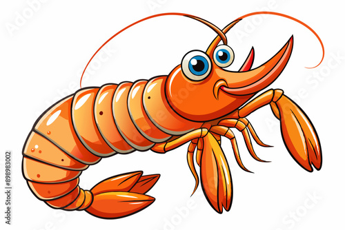 Funny Shrimp Vector Illustration Cartoon, Clipart, and Line Art Design on White Background, Cute and funny shrimp vector illustration in cartoon, clipart, and line art styles on white background.