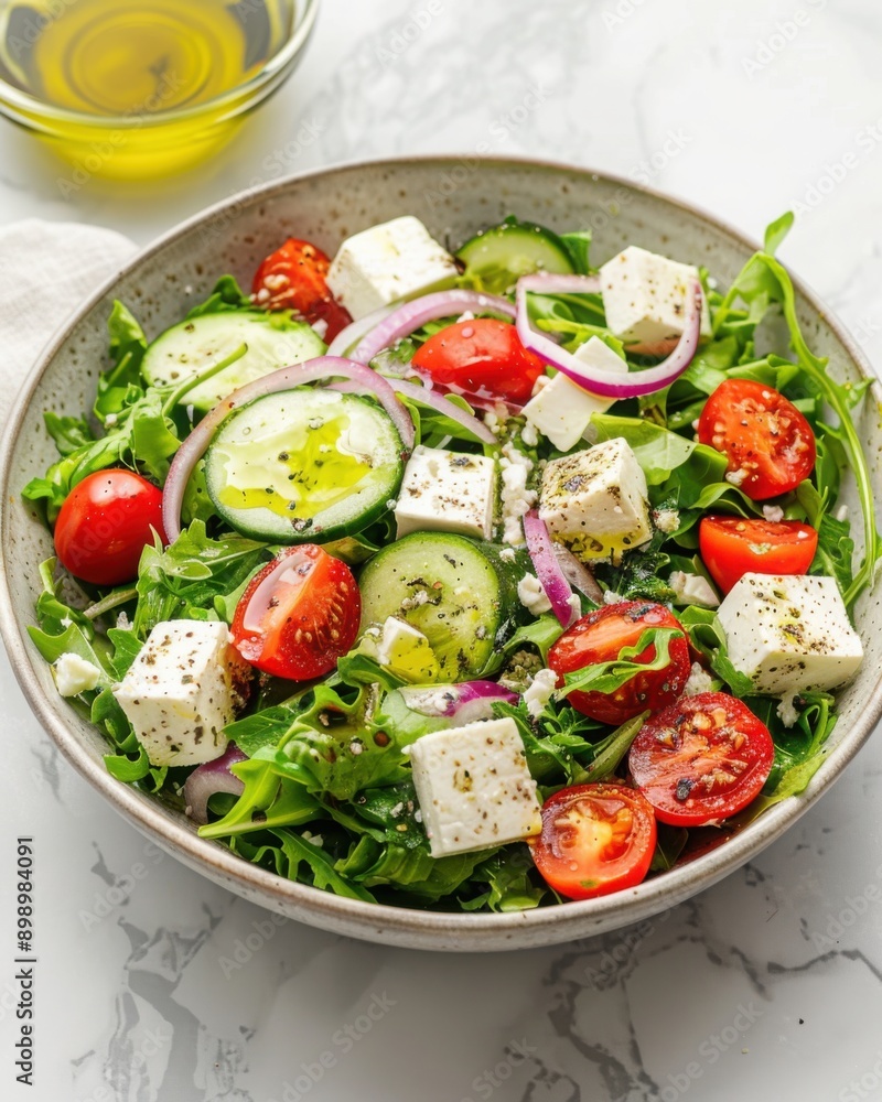 Fresh Greek Salad with Tomatoes and Cucumbers Fresh Greek Salad with Tomatoes and Cucumbers