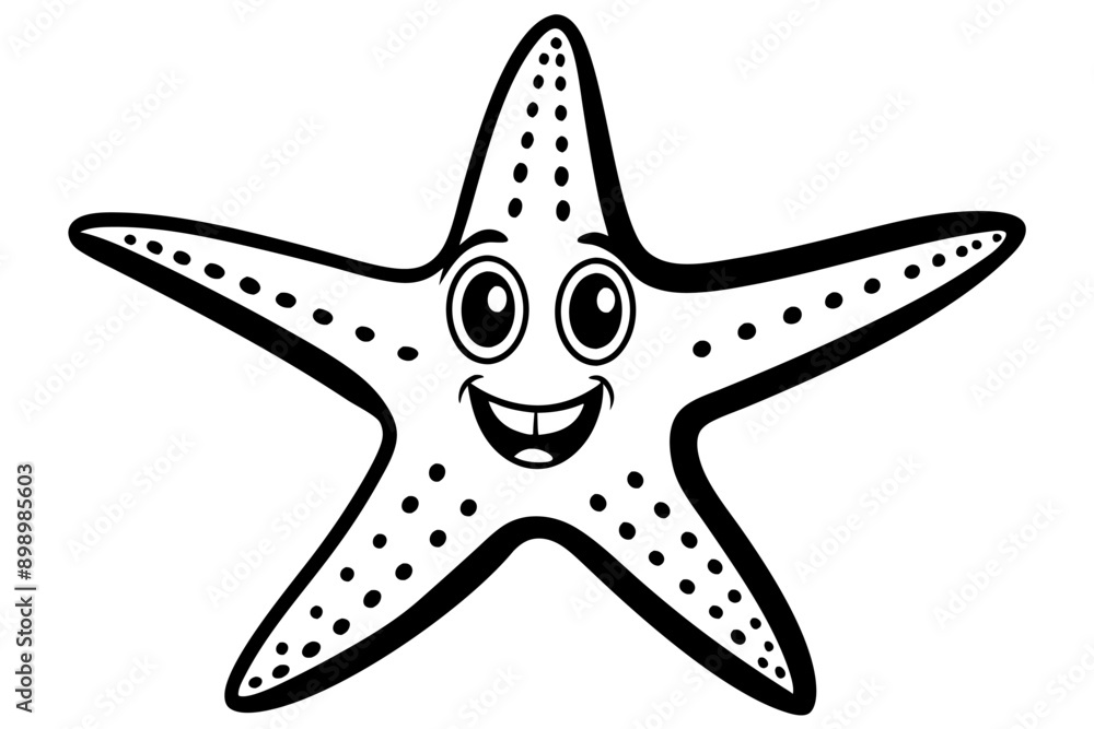 Funny Starfish Vector Illustration with White Background, Funny starfish vector illustration with white background, perfect for cartoons, clipart, and line art