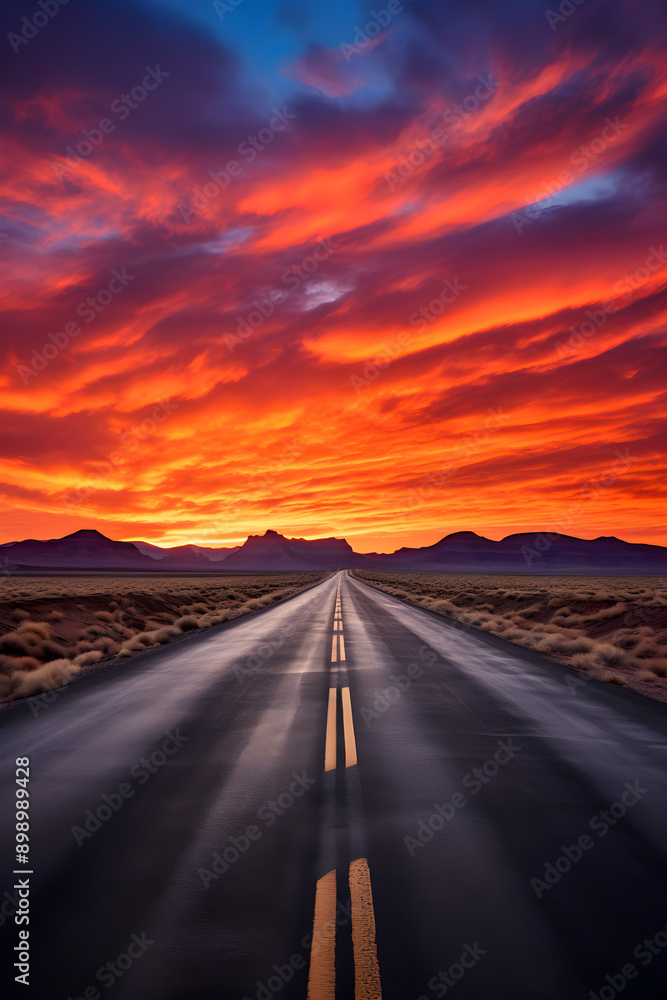 Endless Journey: A Never-ending Road Stretched out into the Dusk and Dawn Horizon Endless Journey: A Never-ending Road Stretched out into the Dusk and Dawn Horizon