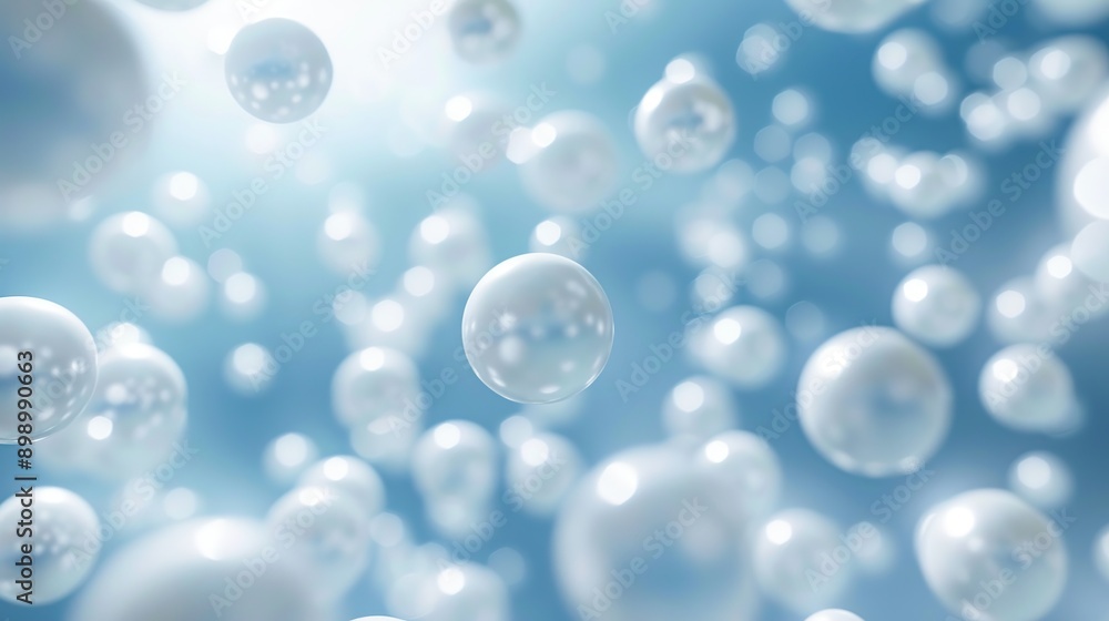 Abstract Blue Background with Floating White Spheres Abstract Blue Background with Floating White Spheres
