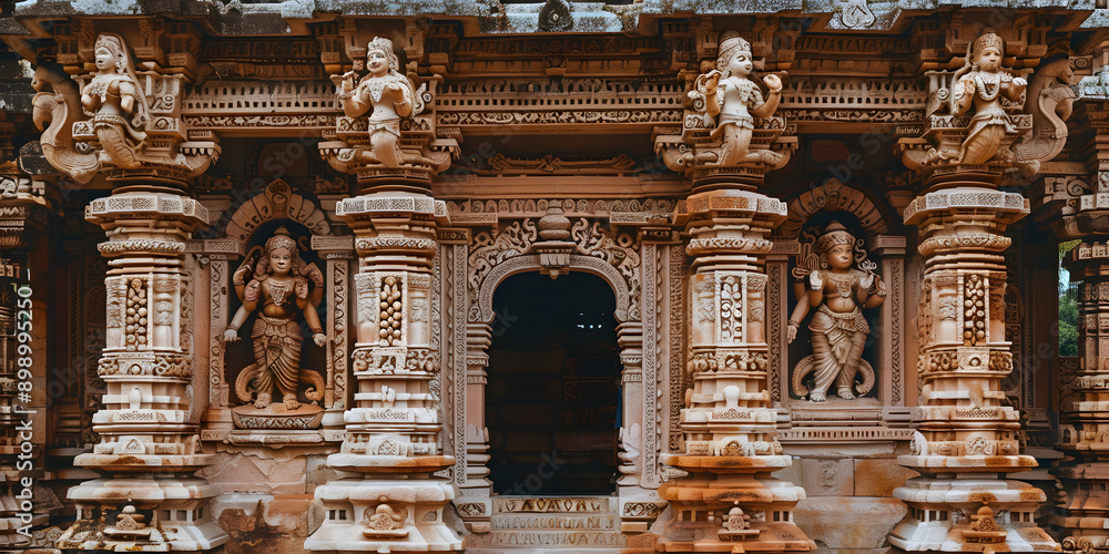 Fototapeta premium Templo hindu adornado com intricadas esculturas.
