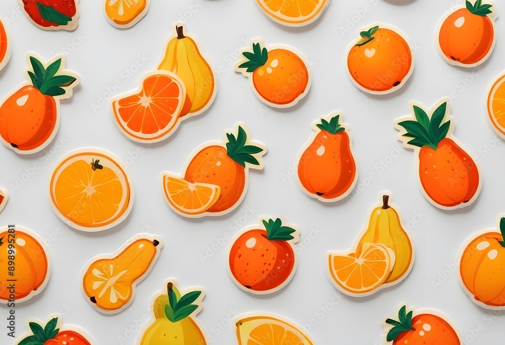 flat design sticker pattern of a fruits against a plain white background, high detail, volumetric lighting,dimensional 3D illumination flat design sticker pattern of a fruits against a plain white background, high detail, volumetric lighting,dimensional 3D illumination