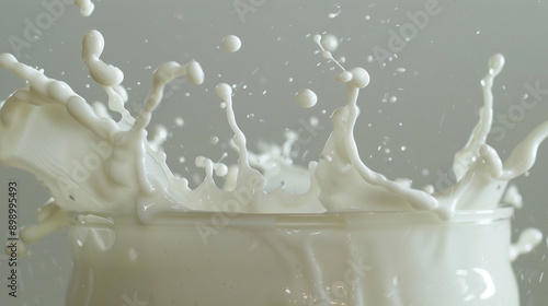 A Macro Shot of Multiple Drops of Milk Splashing in a Dynamic and Fluid Display