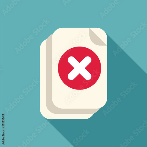White document with red cross mark indicating rejection or error