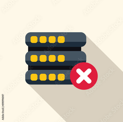 Database server icon showing error with red cross mark symbol