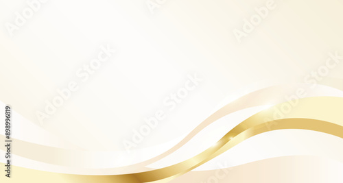 Luxury shiny gold gradient background with golden wave thin line papercut design as graphic resources. Premium 3d abstracts vector bronze gold glowing wallpaper element