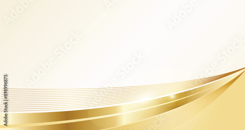 Luxury shiny gold gradient background with golden wave thin line papercut design as graphic resources. Premium 3d abstracts vector bronze gold glowing wallpaper element