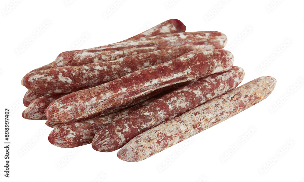 Dried Salami cut out isolated transparent background