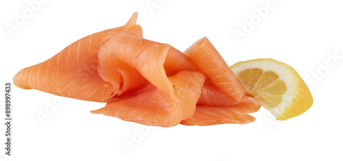 Smoked Salmon cut out isolated transparent background photo