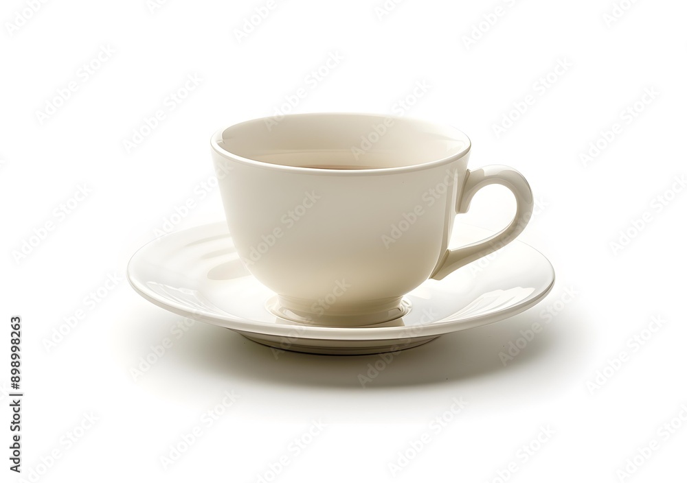White Teacup and Saucer on White Background White Teacup and Saucer on White Background