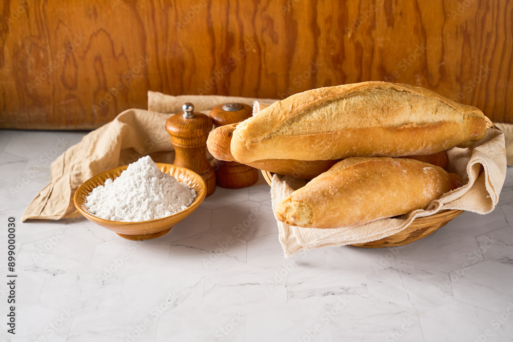 Fotografie Bread Roll called Bolillo. Traditional mexican bakery.