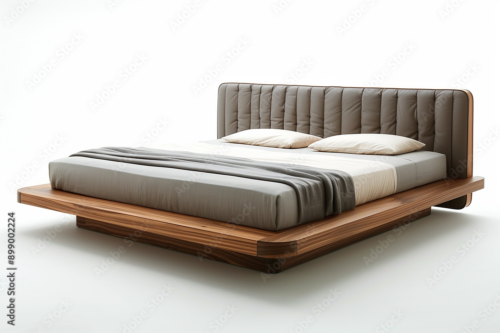 Modern double bed on white background. Modern double bed on white background.
