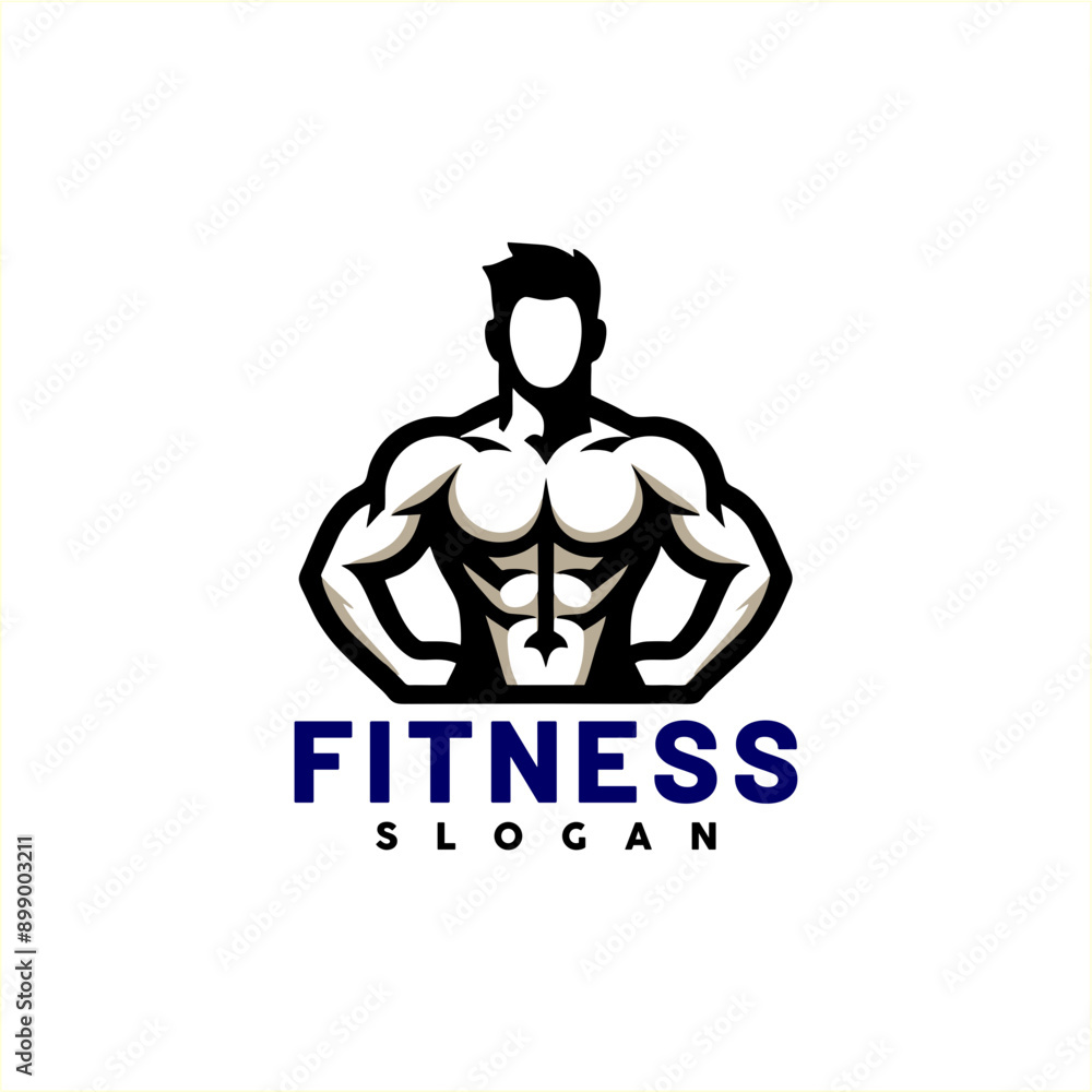 muscular fitness gym logo design muscular fitness gym logo design