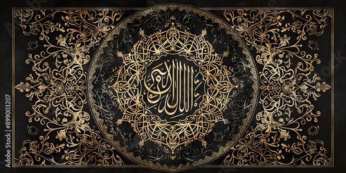 Caligrafia islâmica com padrões intrincados