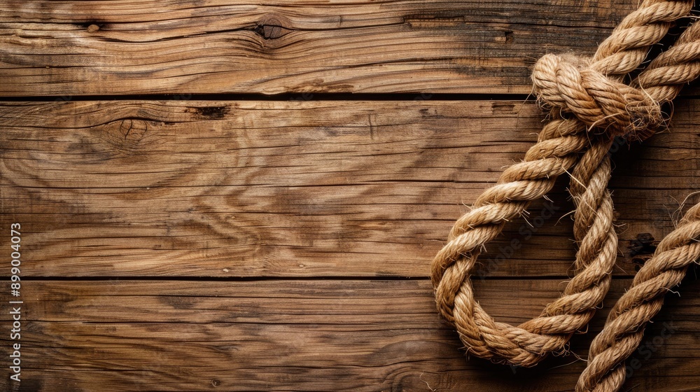 Vivid rope on wooden surface with empty space Vivid rope on wooden surface with empty space