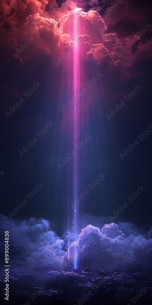 Obraz premium A beam of blue light in a purple background.
