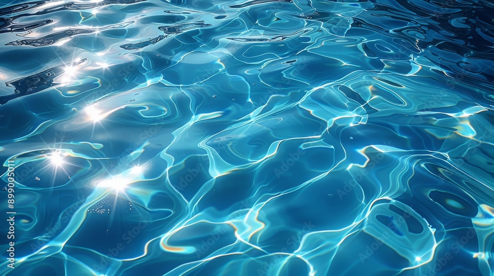 The sun is reflecting on a clear blue water surface creating beautiful patterns The sun is reflecting on a clear blue water surface creating beautiful patterns