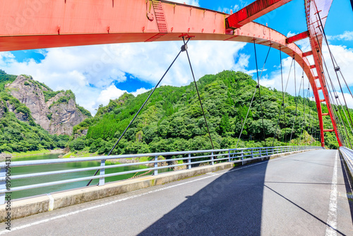 夏の日向神峡　蹴洞橋　福岡県八女市　Hyugamikyo in summer. Kedo Bridge. Fukuoka Pref, Yame City. photo