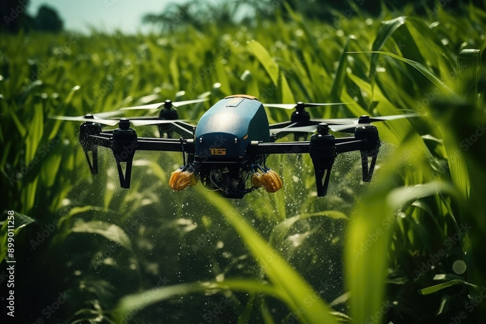 Precision agriculture - drone fertilizing a field, advanced technology in action, optimizing crop health and productivity, transforming traditional farming methods for the better Precision agriculture - drone fertilizing a field, advanced technology in action, optimizing crop health and productivity, transforming traditional farming methods for the better