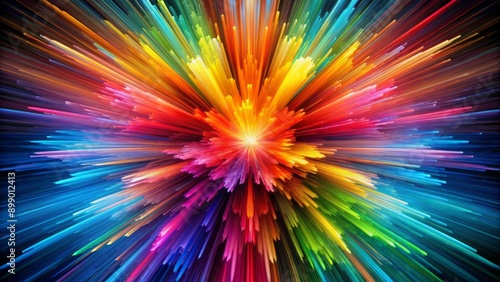 Wallpaper Mural Vibrant rainbow hues radiate from an abstract art explosion on a mysterious black background, mesmerizing the viewer with its kaleidoscopic beauty and energy. Torontodigital.ca