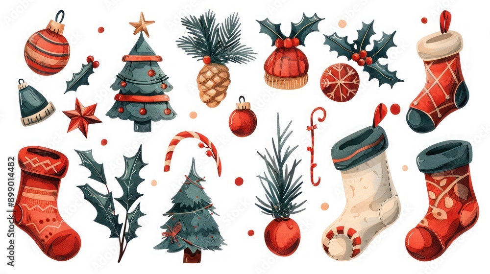 Black Christmas Vector Icons Set on Isolated Background Black Christmas Vector Icons Set on Isolated Background