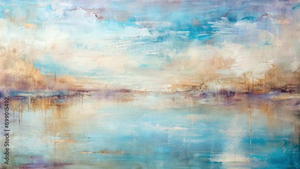 Soft, serene brushstrokes of pale blue, mauve, and cream harmonize in a mesmerizing abstract art piece, evoking feelings of calmness and tranquility on a textured canvas. Soft, serene brushstrokes of pale blue, mauve, and cream harmonize in a mesmerizing abstract art piece, evoking feelings of calmness and tranquility on a textured canvas.