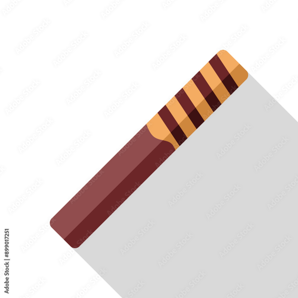 Chocolate wafer stick with filling isolated on white background, delicious crunchy snack for lunch
