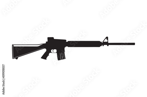 Rifle silhouette vector illustration, White background.