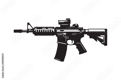 Rifle silhouette vector illustration, White background.