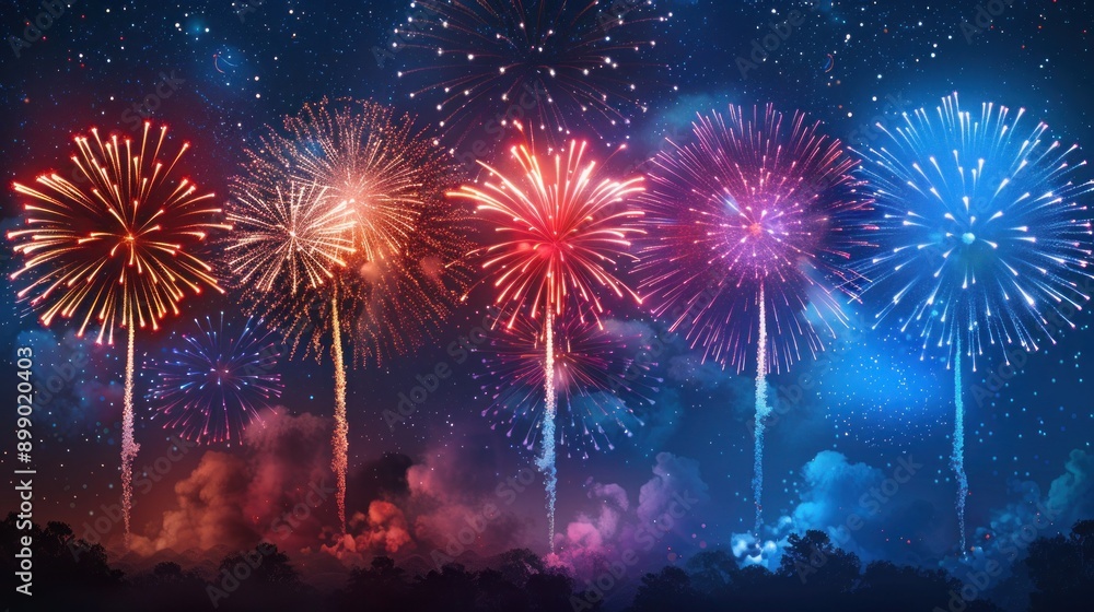 Explosive Celebration: Set of Isolated Vector Fireworks Explosive Celebration: Set of Isolated Vector Fireworks